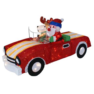 Santa Hotrod tinsel light display