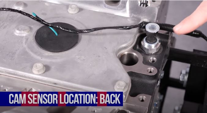 cam sensor location on a gm ls engine