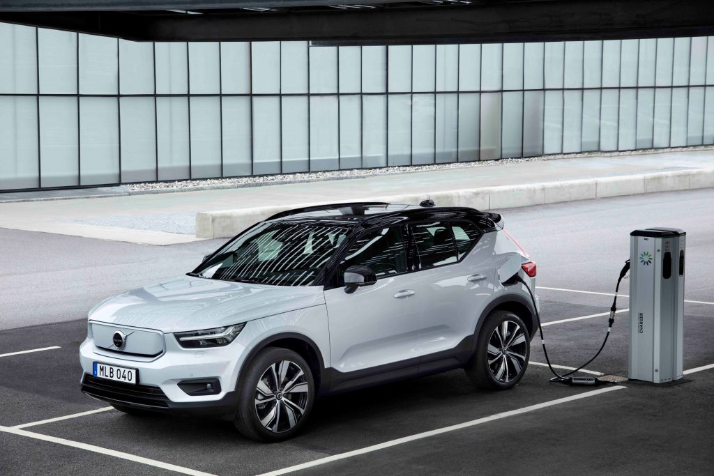 volvo electric vehicle at charging station
