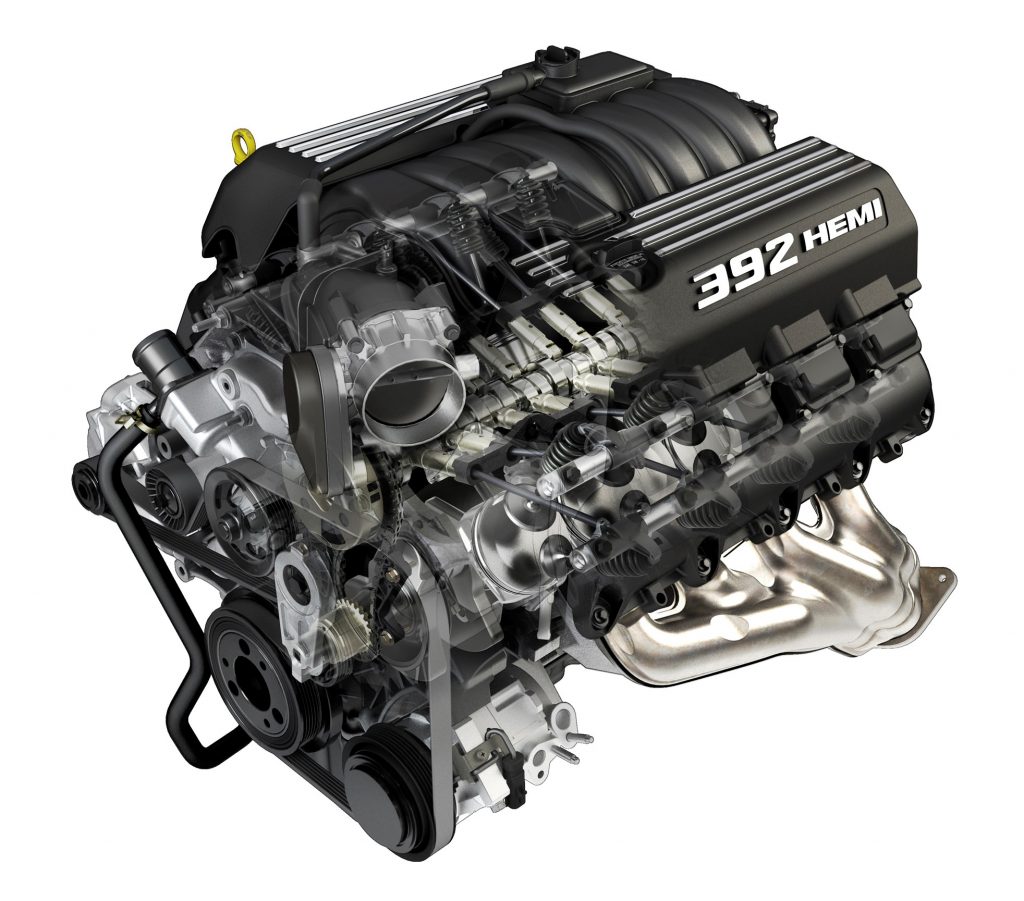 6.4 litter hemi engine on a white background