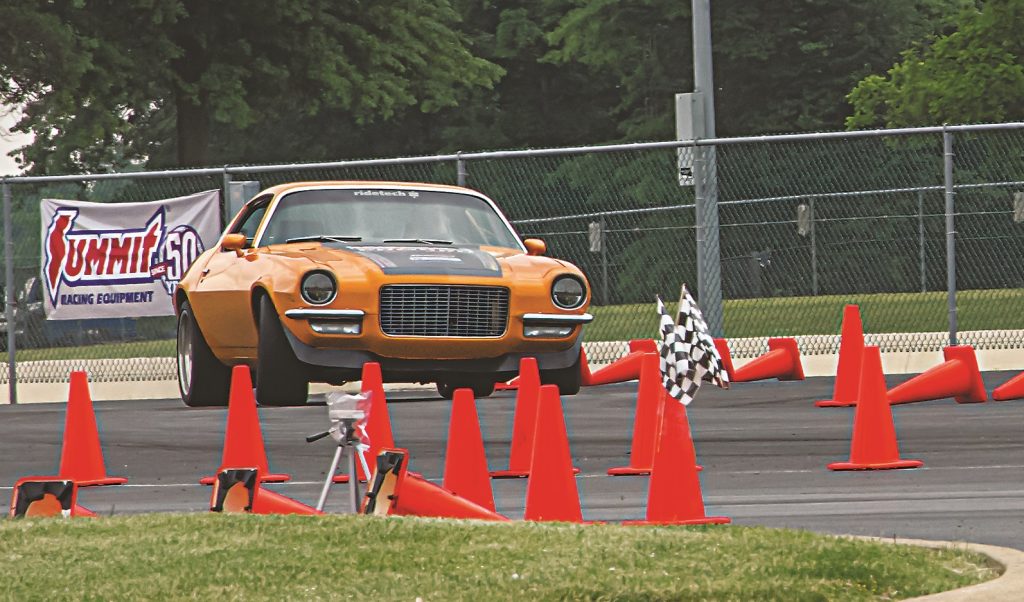 split bumper rs chevy camaro finishing an autocross course run