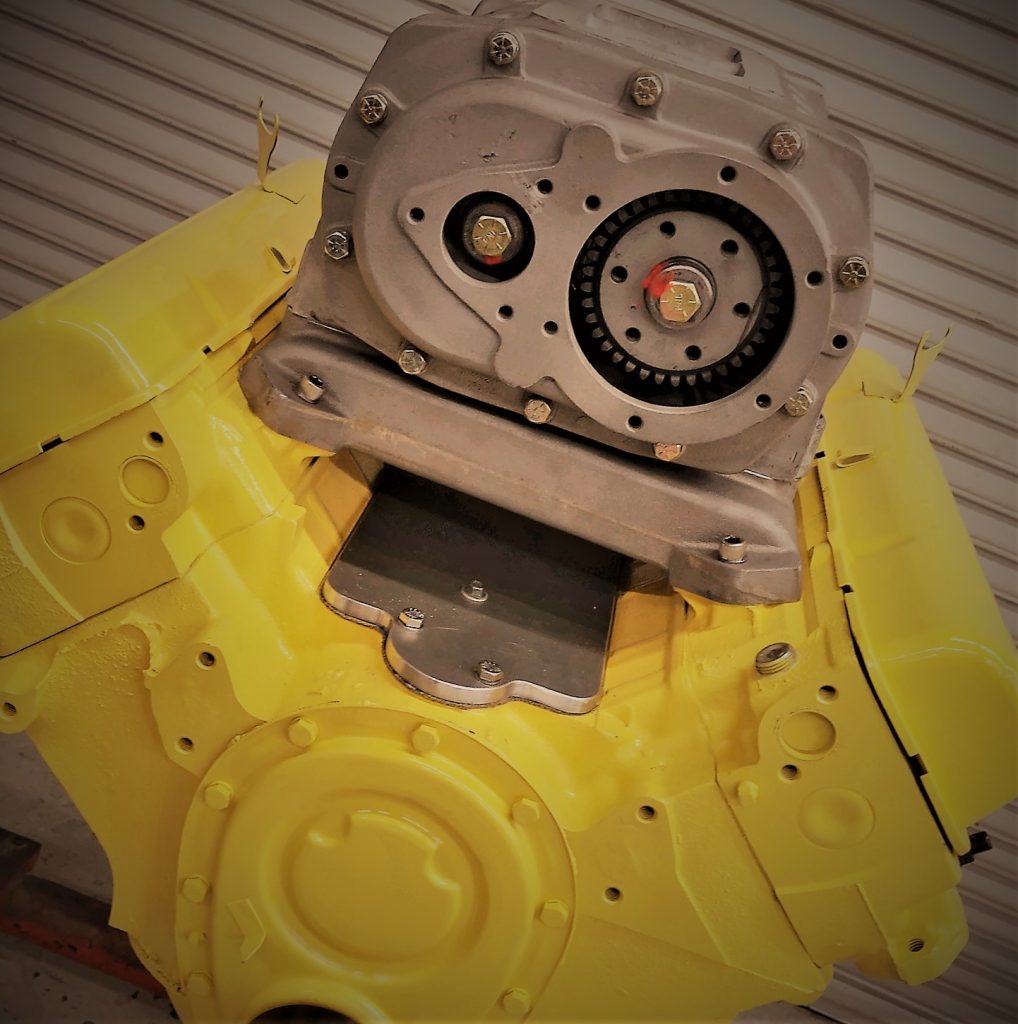 stylized photo of vintage cadillac drag racing engine