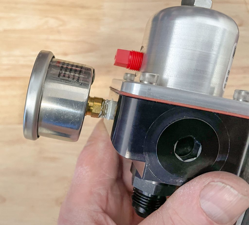 fuel pressure gauge installed in a regulator