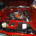 engine in a vintage muscle car