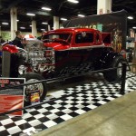 supercharged ford 5 window hot rod coupe