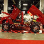 custom ford super duty truck with scissor doors and tilt bed