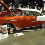 custom 1955 chevy bel air at indoor car show