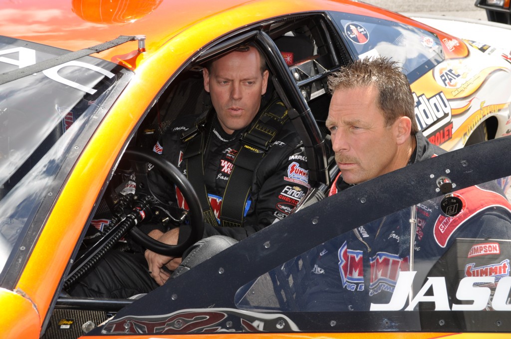 Jason Line & Greg Anderson chatting prior to a race