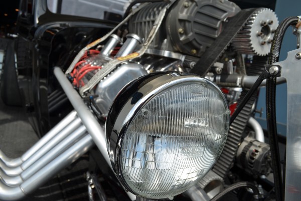 close up of headlight on a 1934 Chevrolet Master Coupe hot rod