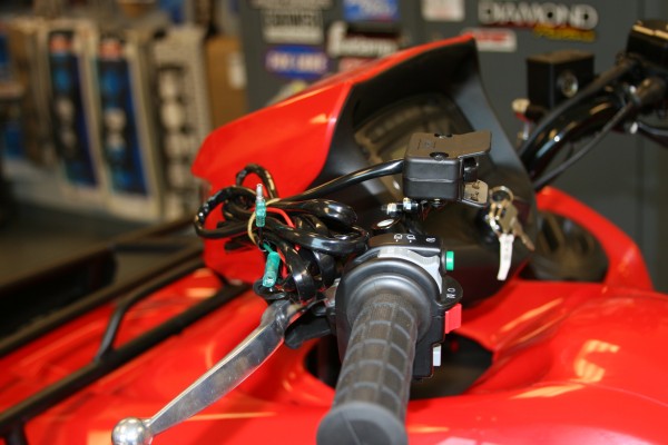 handlebar switch for an atv winch, installed