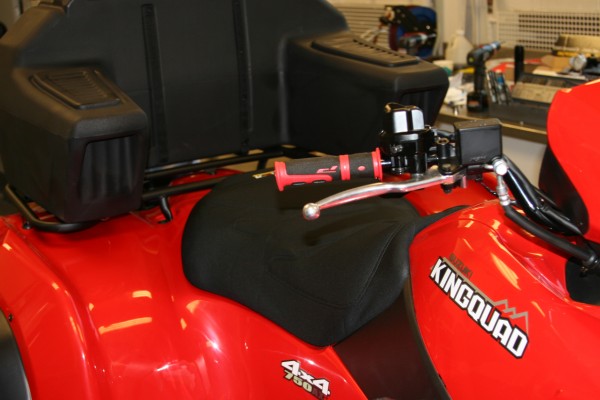 custom seat and cargo box on an atv