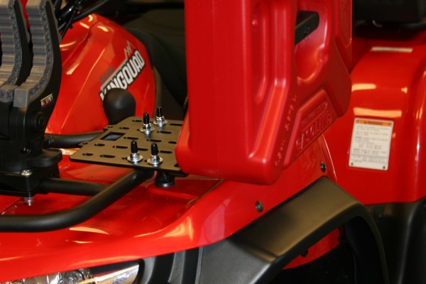 gas can mounted on an atv