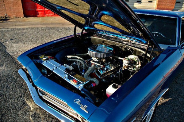 chevy chevelle with hood up