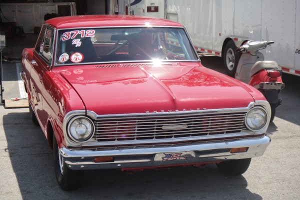 chevy 2 nova drag car off trailer
