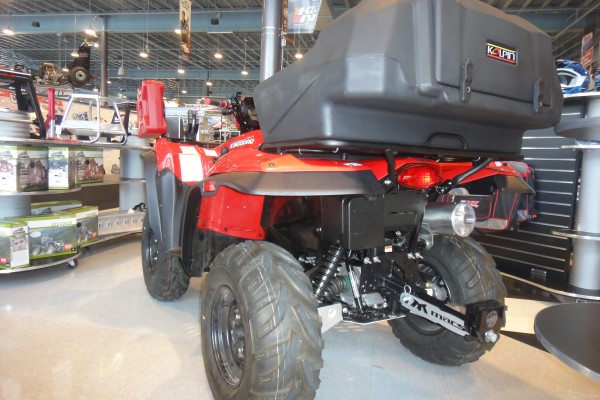ATV loaded up with aftermarket gear, rear cargo box