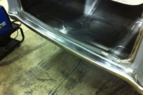 1955 chevy hot rod project, rear bumper