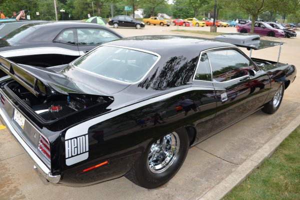 rear view of a Plymouth hemi barracuda musclecar