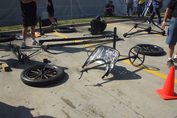 model t parts on parking lot
