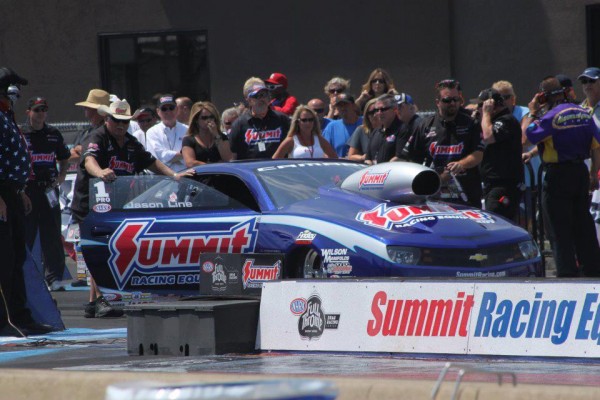 jason line getting ready to stage at an nhra race