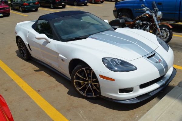 white chevy c6 corvette at summit racing 50th anniversary