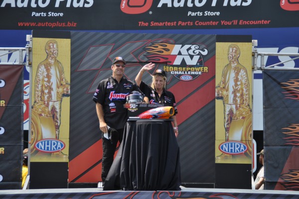 greg anderson at intro to an nhra race event