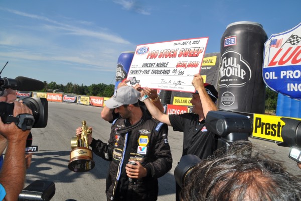vincent nobile holding pro stock nhra wally trophy