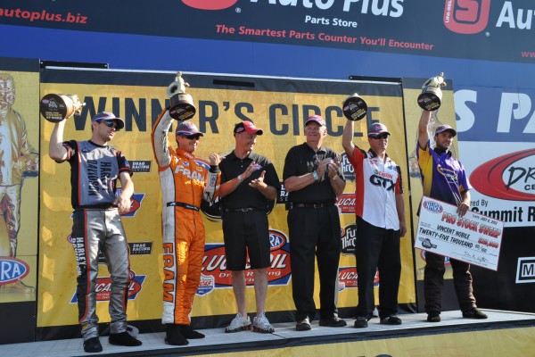 Winner's circle at 2012 NHRA Summit Racing NHRA Nationals