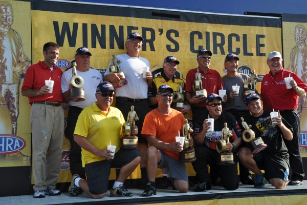 Winner's circle at 2012 NHRA Summit Racing NHRA Nationals