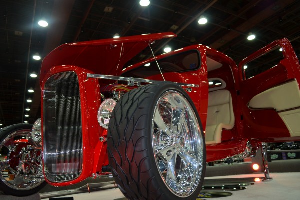 close up of a custom hot rod wheel