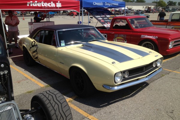 yellow 1967 chevy Camaro autocross car