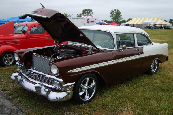 root beer brown custom 1956 chevy bel air coupe