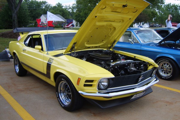 Yellow 1970 Ford Mustang Boss 302