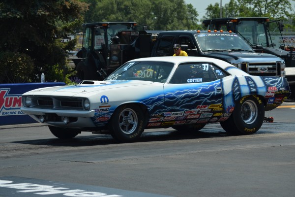 vintage plymouth barracuda drag car