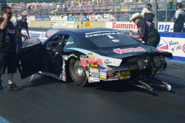 summit racing pro stock car prior to a drag race