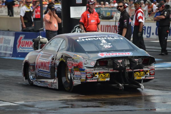 Summit Raicng NHRA Pro Stock Camaro prior to drag race