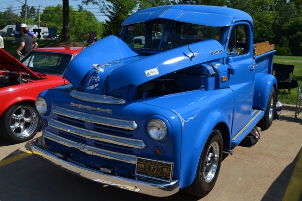 blue dodge postwar pickup truck