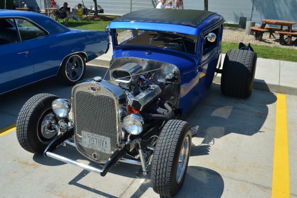 Blue Ford Hot rod prewar coupe