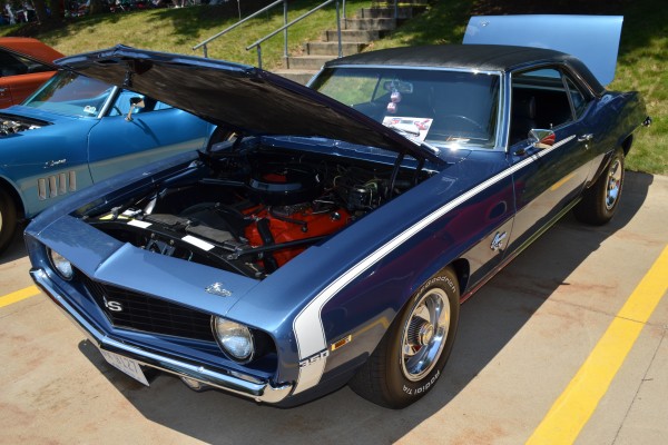 blue 1969 chevy camaro ss 350