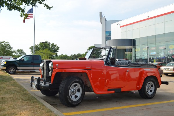 1949 willys jeepster parked at summit racing