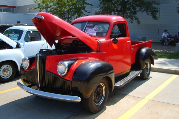 1946 studebaker m5 pickup truck, red and black