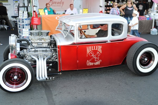 ford five window hot rod with sbc v8 and zoomie headers