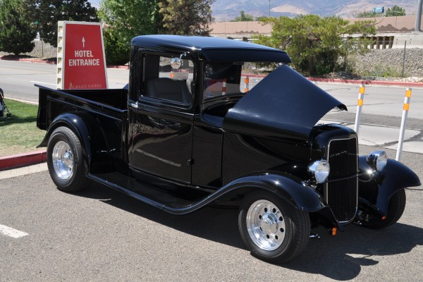 black hot rod prewar pickup truck