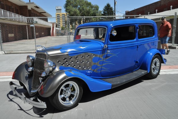 flamed blue hot rod prewar coupe
