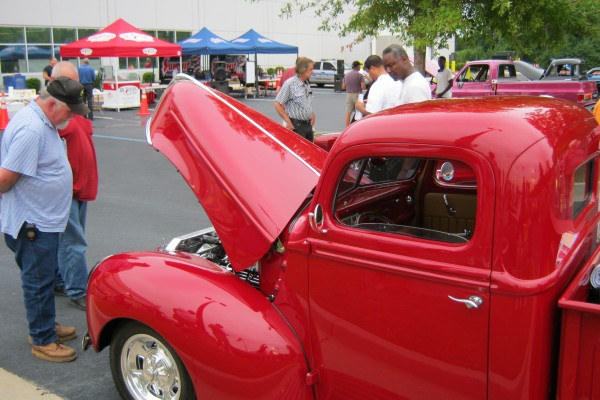 Classic red hot rod pickup truck
