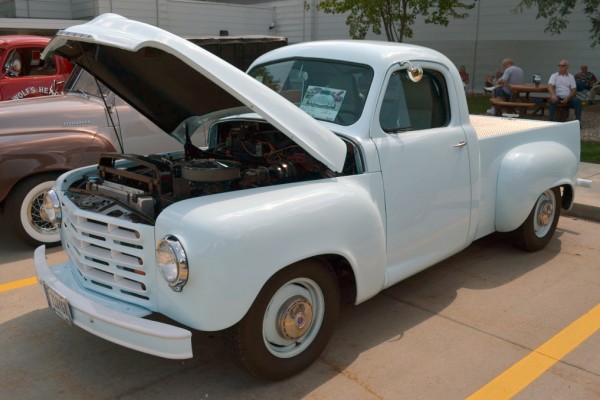 White Studebaker pickup truck