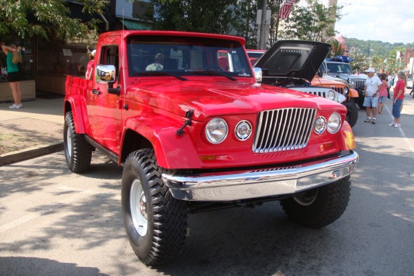 Classic red Jeep gladiator truck