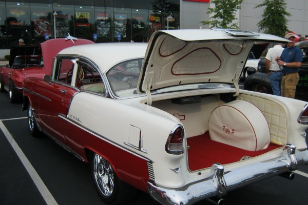 1955 red and white Chevy Bel-Air