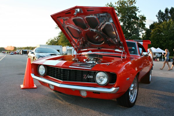 Red Z28 Camaro with LS engine