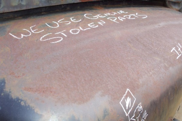 rusty fender on a vintage hot rod