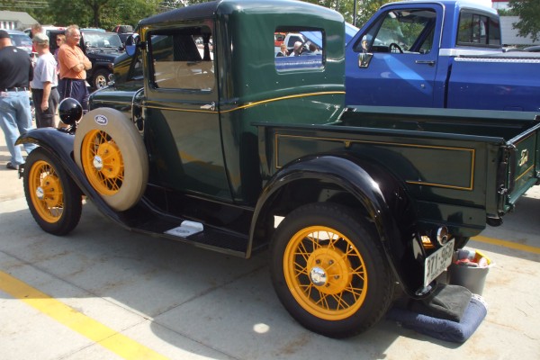 rear view of a ford model a vintage truck